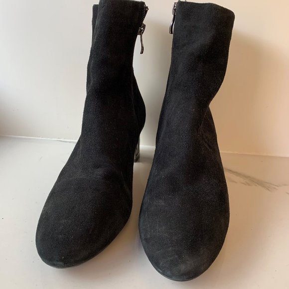 Black suede booties with crystal heel - Picture 8 of 8